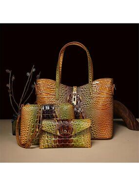 NWT Piper Inspired  Vibrant Crocodile Handbag Set Of 3